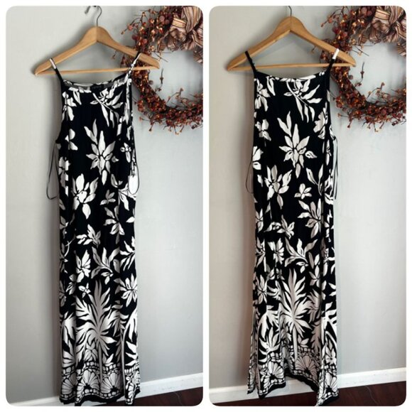 1. State Womens Square-Neck Sleeveless Maxi Boho Dress MEDIUM Floral Black - Picture 1 of 7